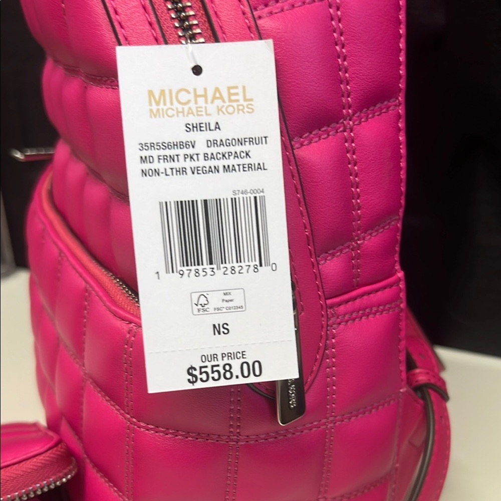 Michael Kors Pink Quilted Backpack & Matching Wallet - Picture 4 of 5